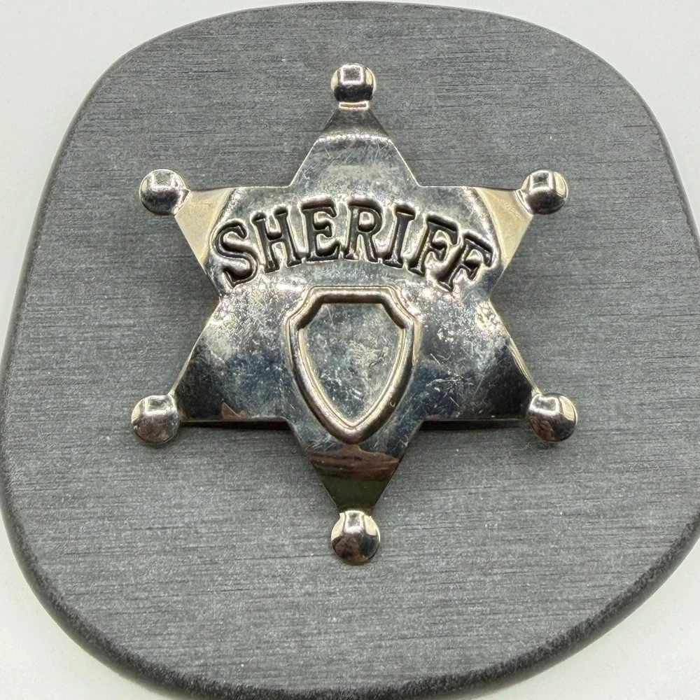 Silver Tone Sheriff Badge Star Brooch Pin Western Cowboy Costume Jewelry Gift